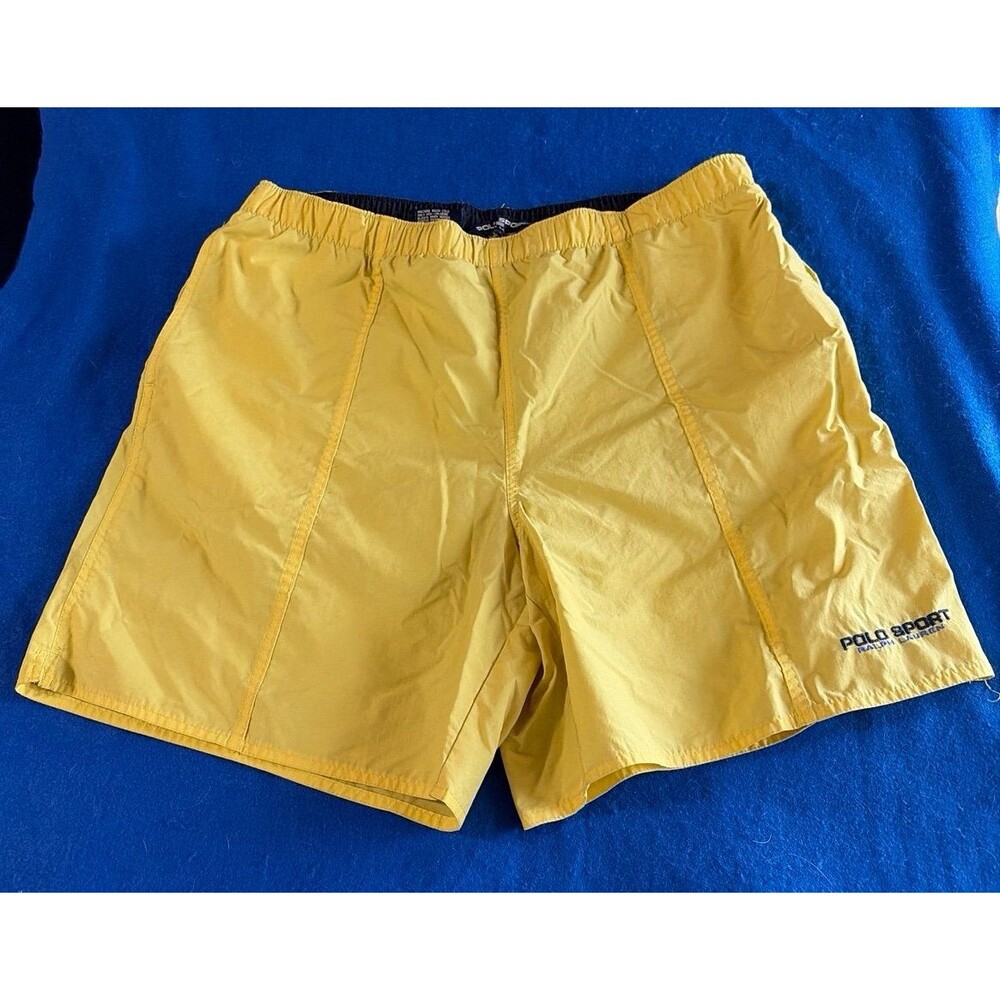 Vintage Polo Sport Ralph Lauren Yellow Swim Trunks Board Shorts Men’s Large Mesh